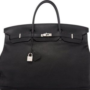 Hermès 55cm Black Leather Lg. Birkin Bag Palladium